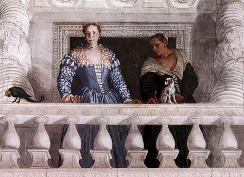 Particolare dell'affresco di Paolo Veronese per villa Barbaro a Maser. Colonna salomonica